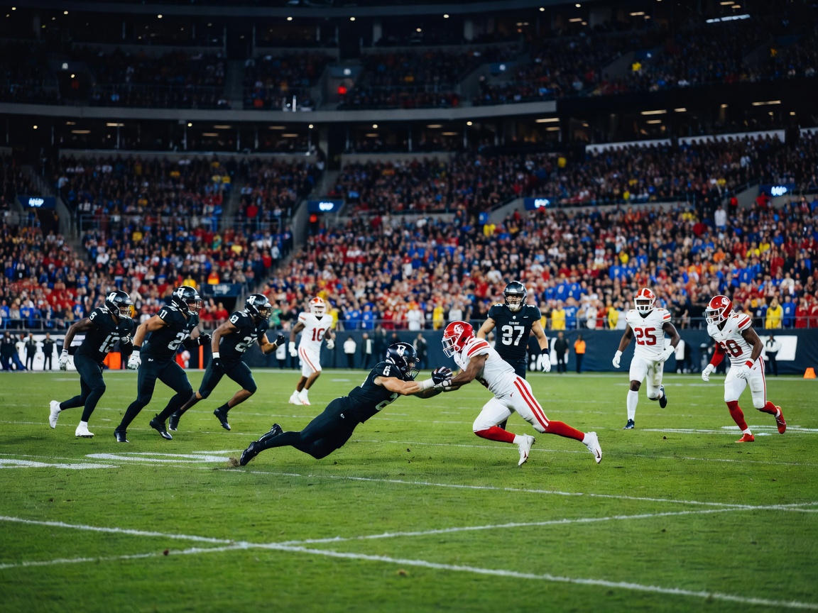 American football championship stadium game in progress